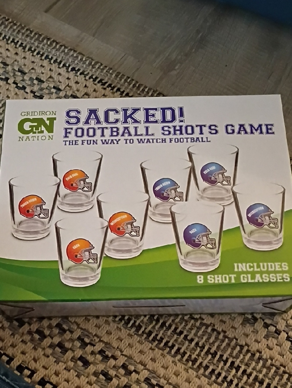 Sacked! Football Shots Game - Orange & Blue Shot Glasses Set